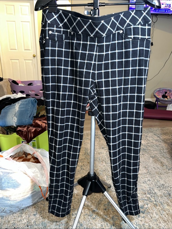 luxe slim jegging Pants - Black Windowpane Ponte Pants - Women